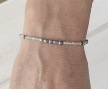 Load and play video in Gallery viewer, Blue Sapphire, Labradorite and Iolite Stretch Bracelet with Sterling Silver Beads
