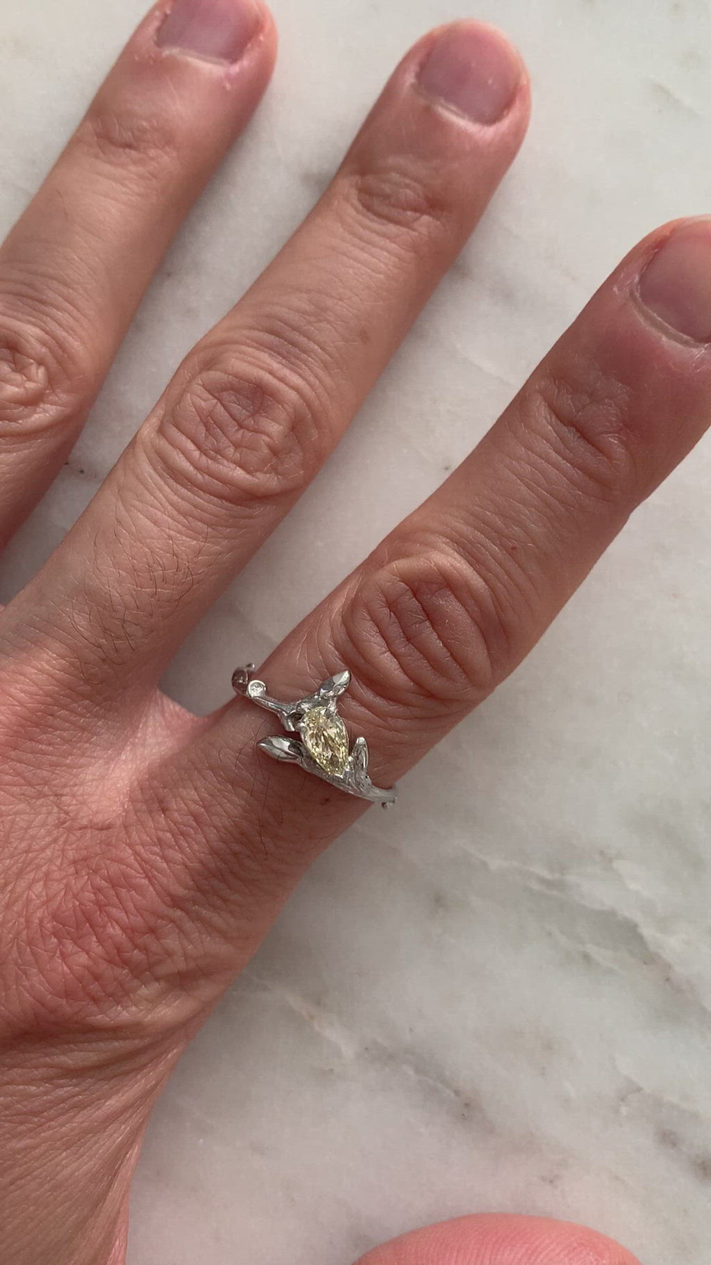 Twig Ring with Yellow Pear Diamond