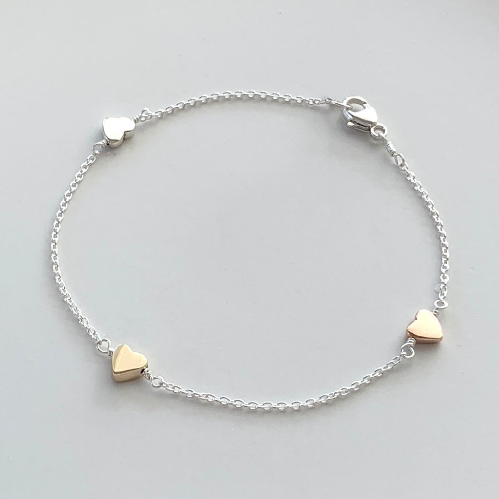 Little Heart Bracelet with Solid Gold Elements