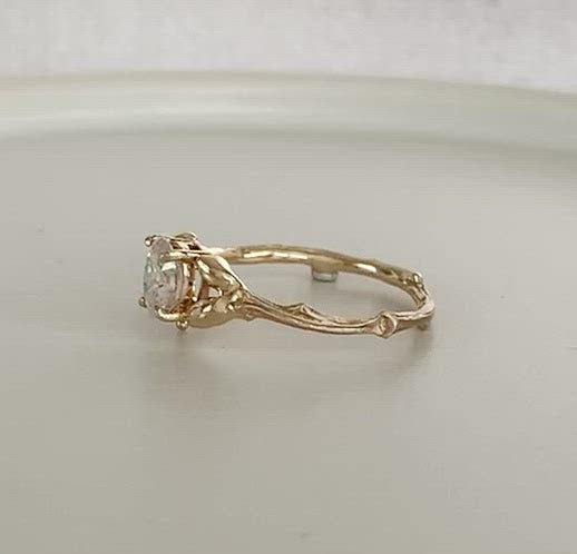 Willow Twig Engagement Ring in 9 Carat Gold with Oval Moissanite