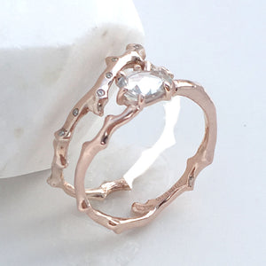 Twig Overlapping Band Ring in 9 carat gold with diamonds