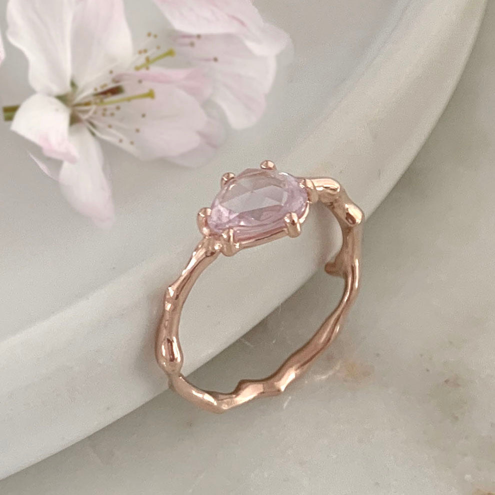 Twig Engagement Ring with Rose Cut Ceylon Sapphire