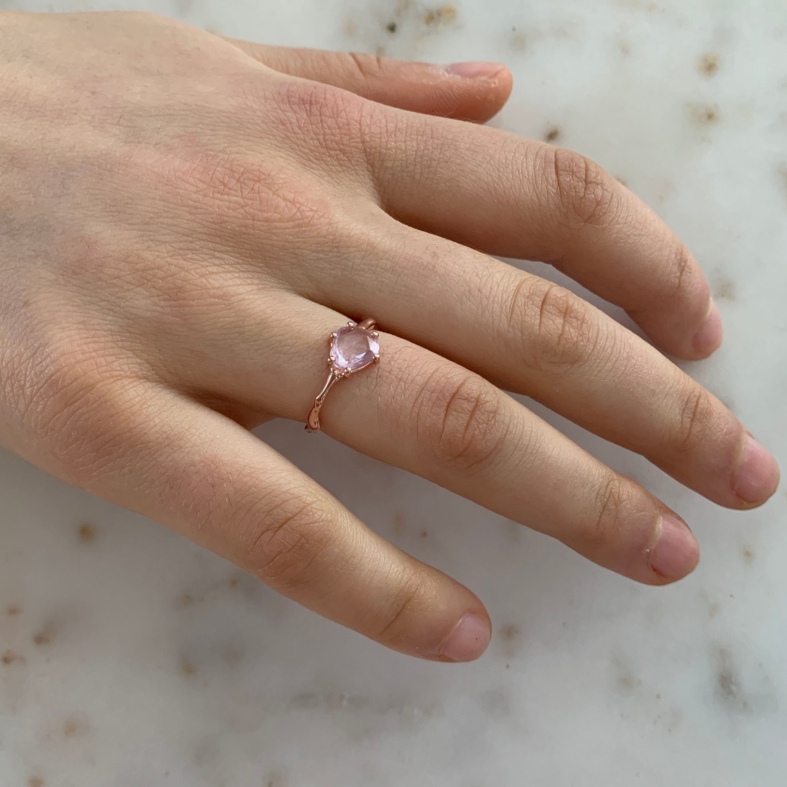 Twig Engagement Ring with Rose Cut Ceylon Sapphire