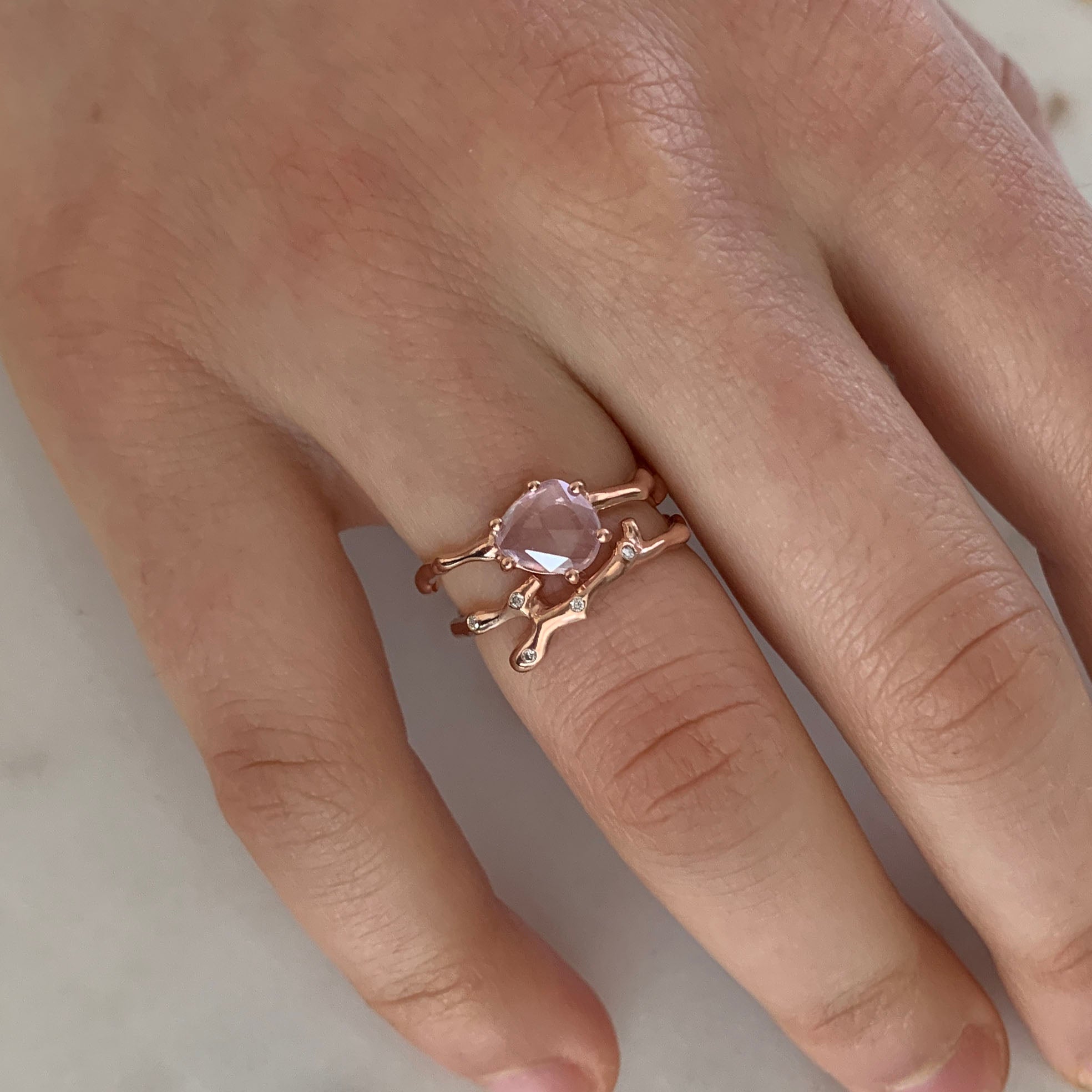 Twig Engagement Ring with Rose Cut Ceylon Sapphire