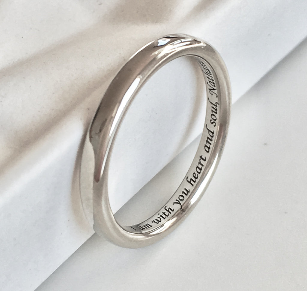 Personalised Silver Classic Band Ring with Custom Engraving 2.3mm band