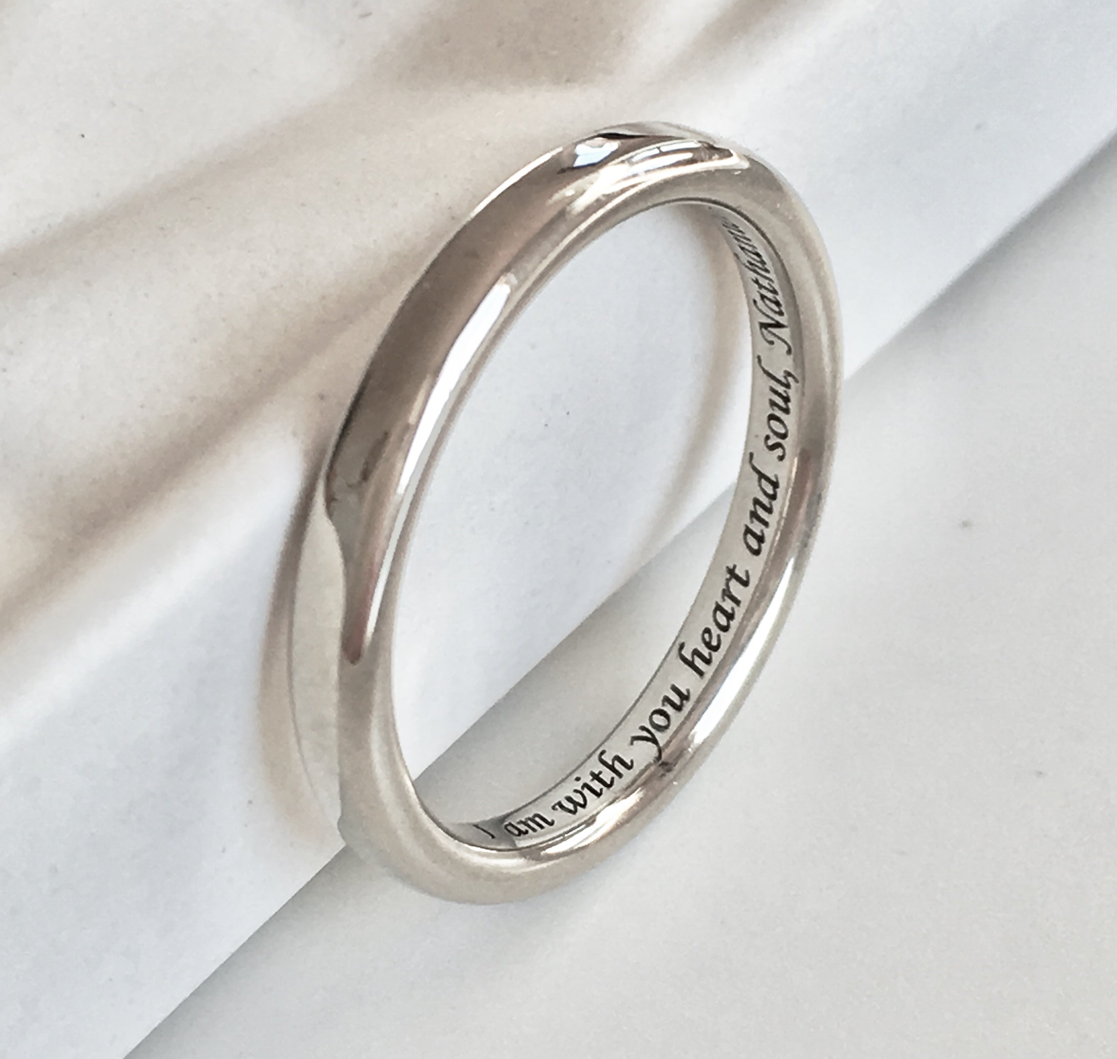 Personalised Silver Classic Band Ring with Custom Engraving 2.3mm band