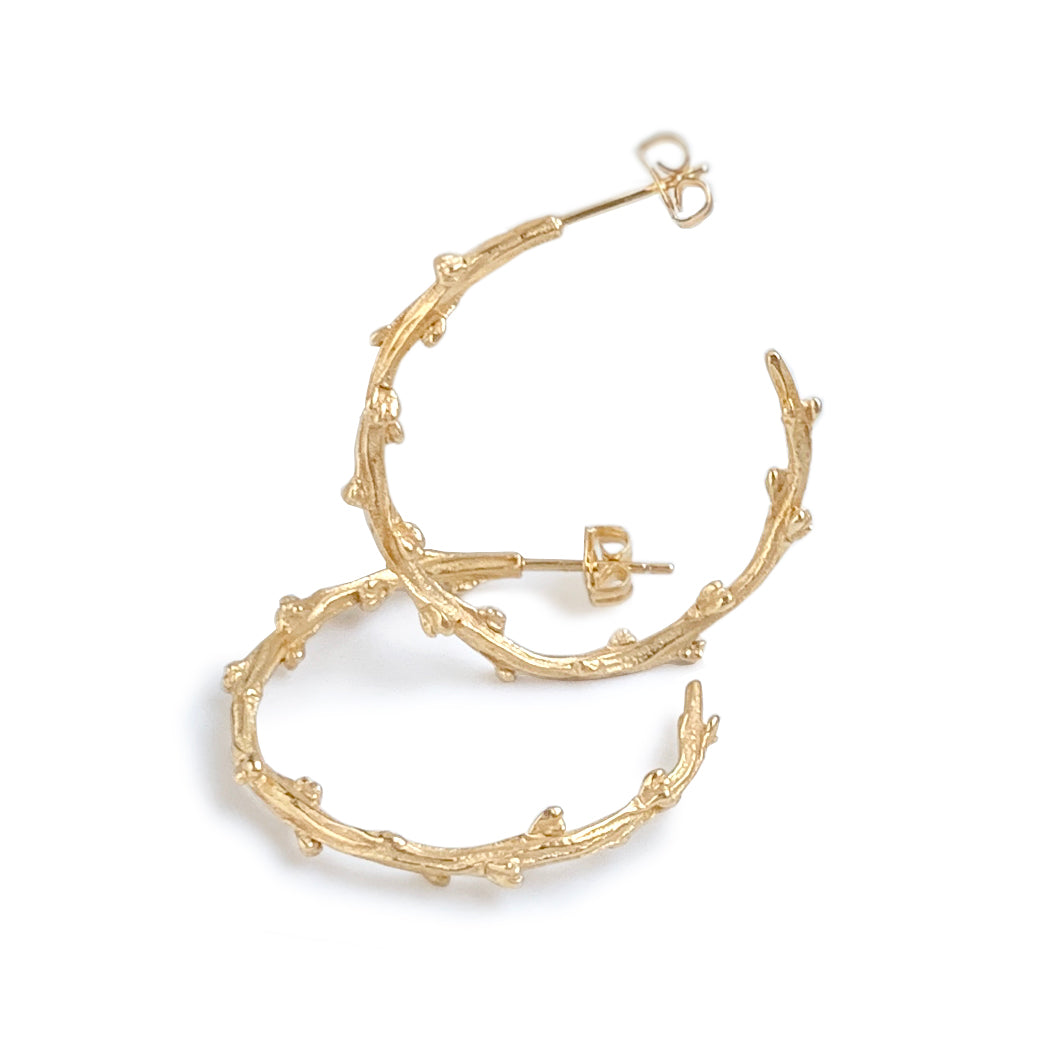 Barberry Hoop Textured Earrings in 9 carat gold