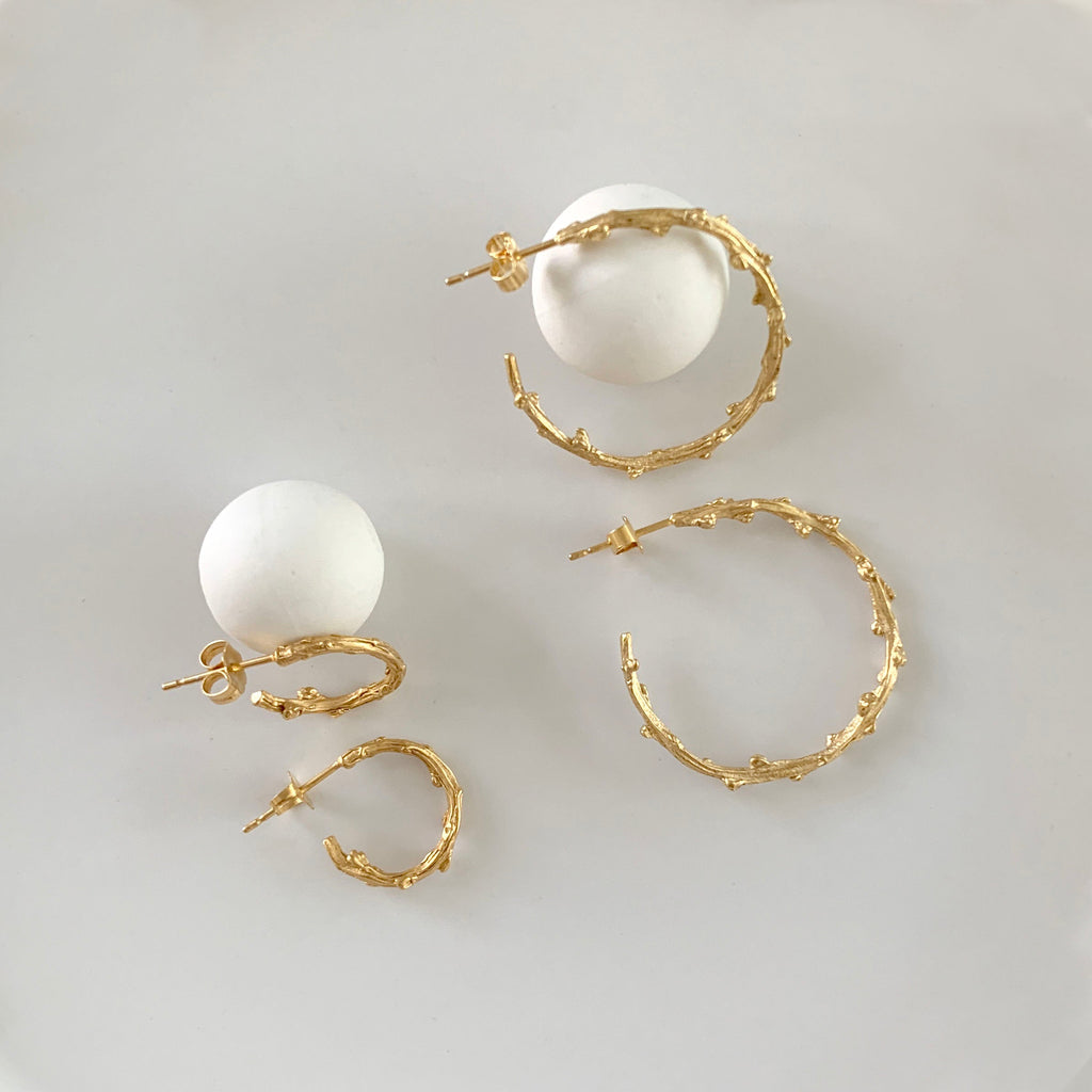 Barberry Textured Hoop Earrings - small