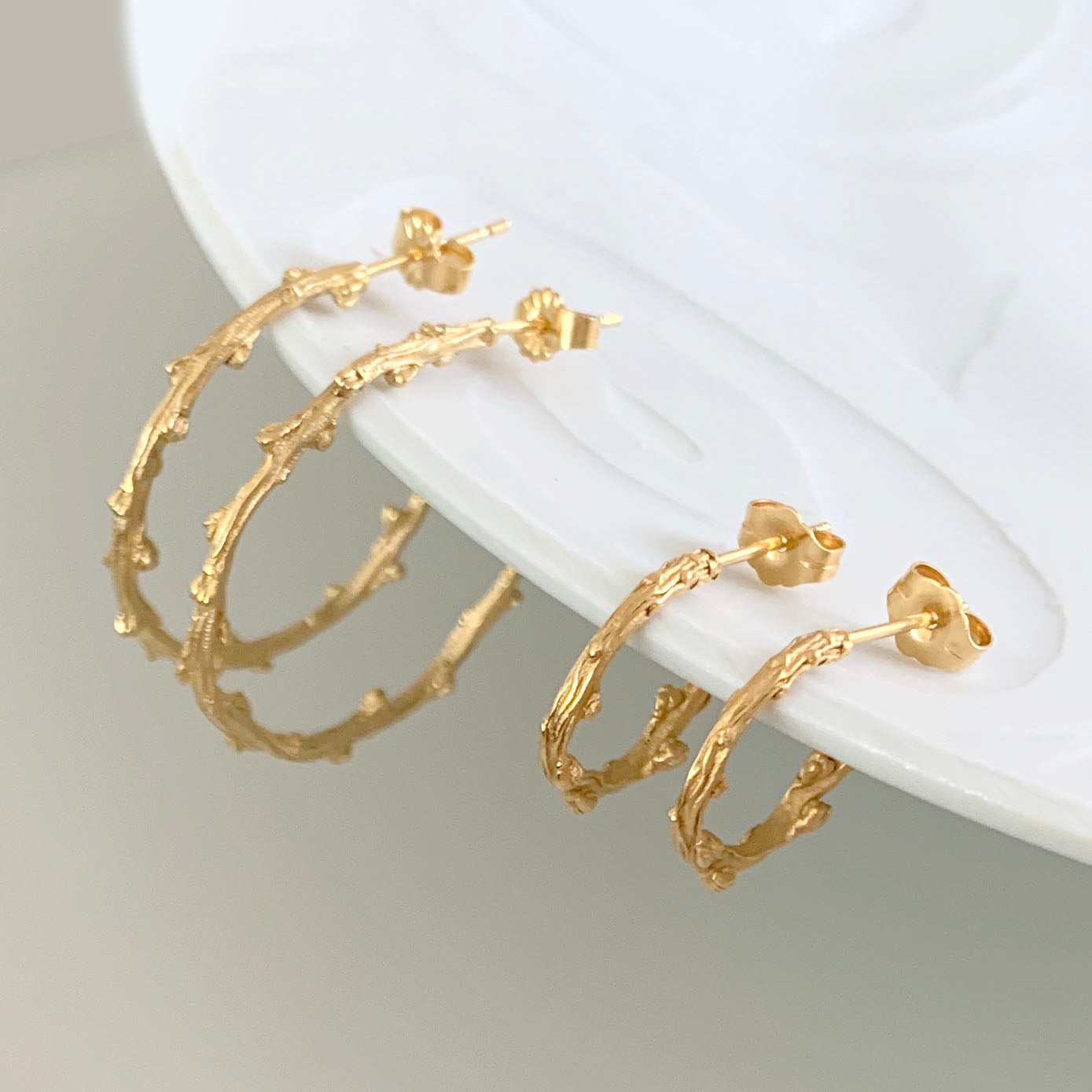 Barberry Textured Hoop Earrings - small