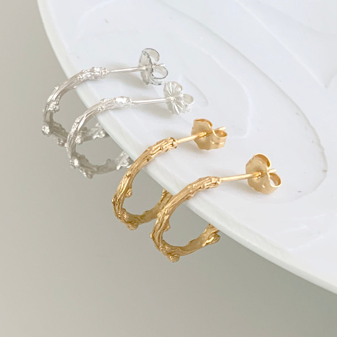 Barberry Textured Hoop Earrings - small