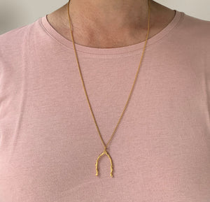 Barberry Wishbone Pendant Long Necklace