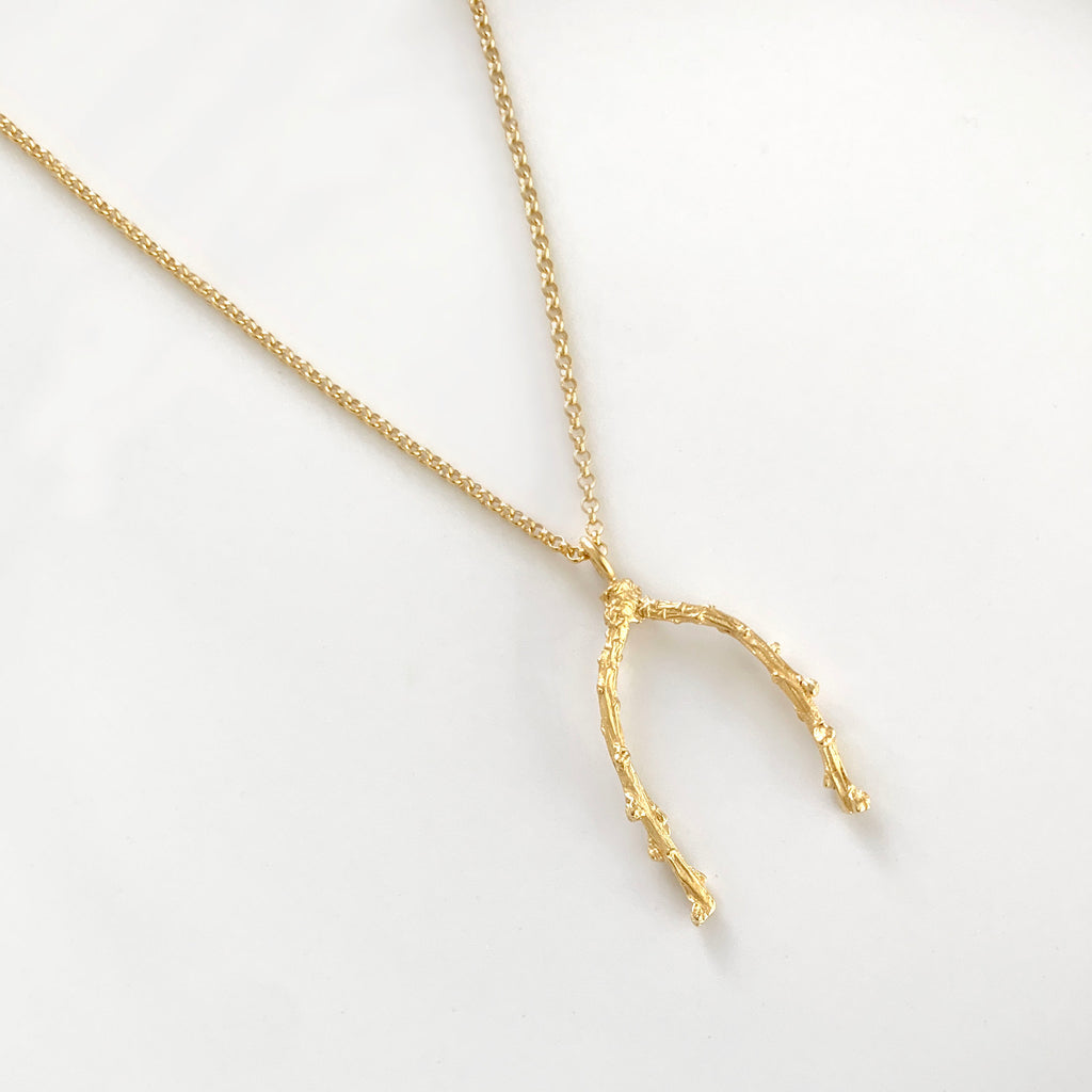 Barberry Wishbone Pendant Long Necklace