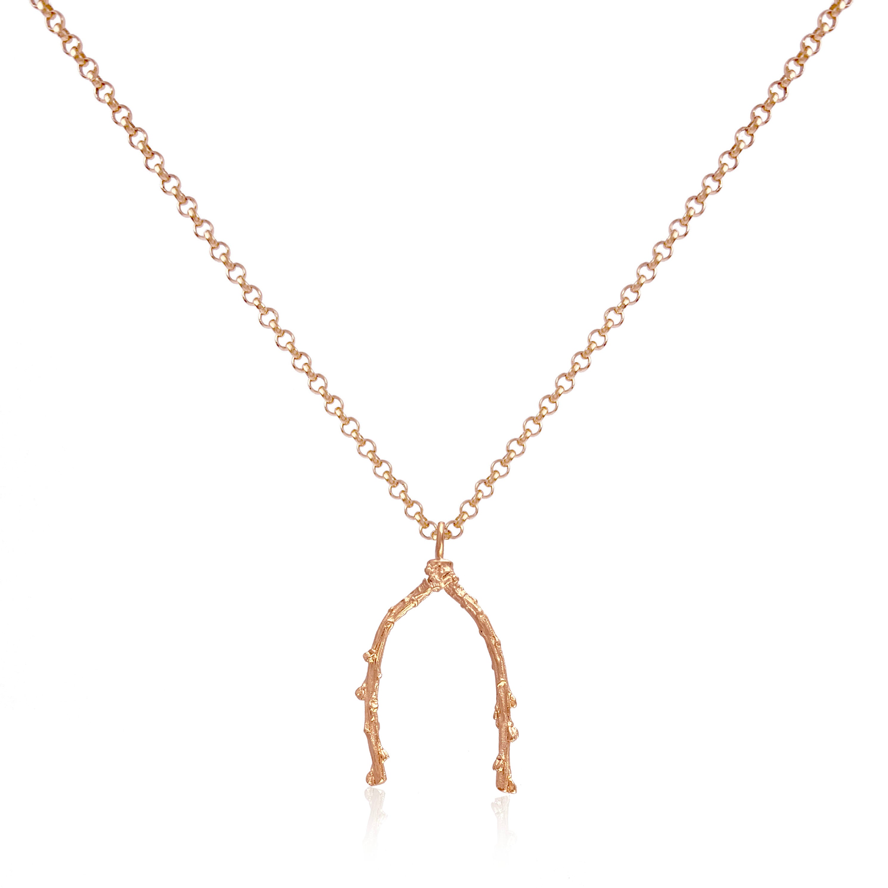 Barberry Wishbone Pendant Long Necklace