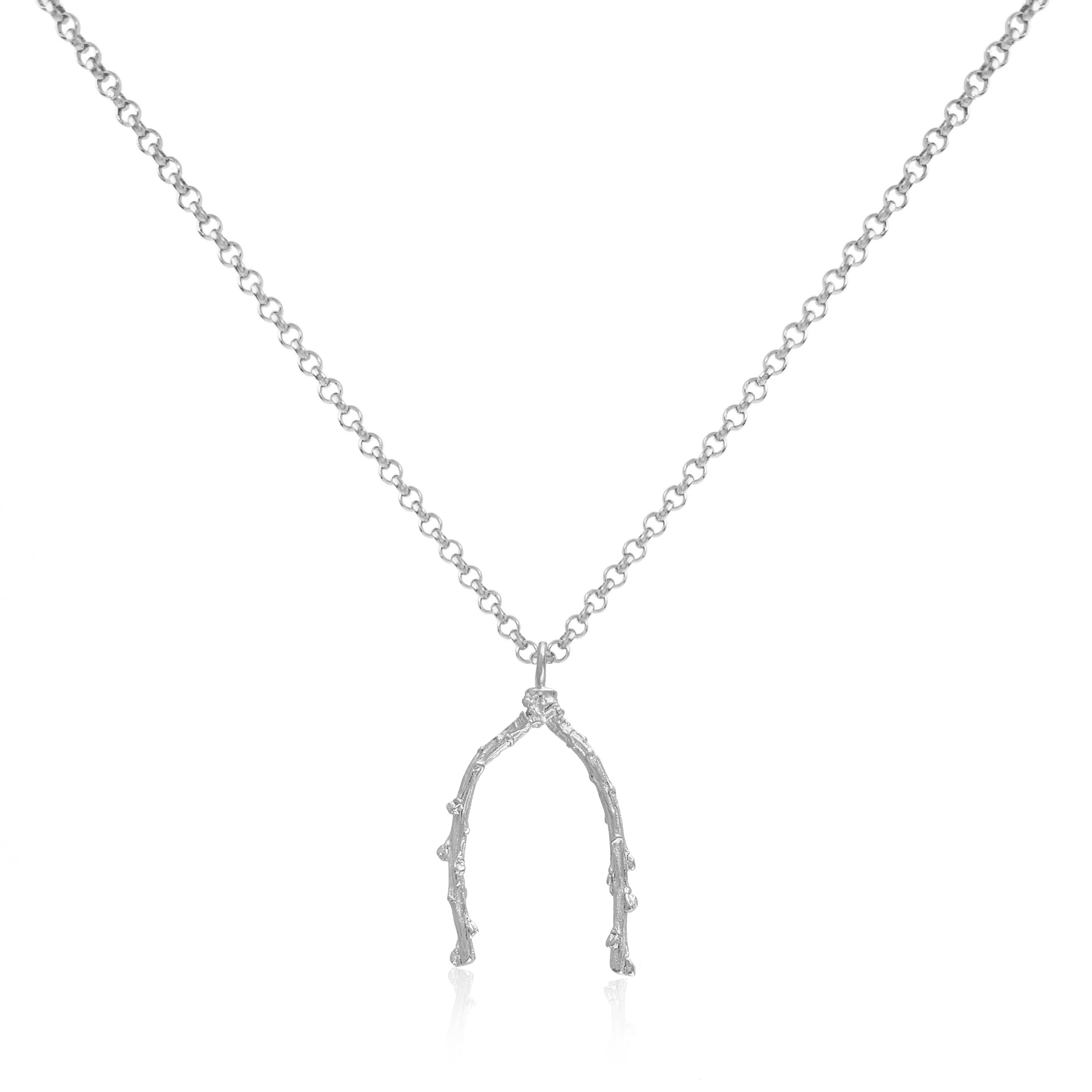 Barberry Wishbone Pendant Long Necklace