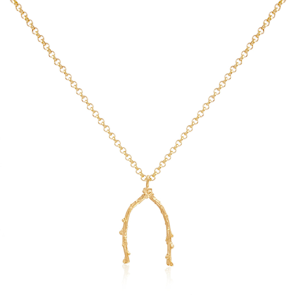 Barberry Wishbone Pendant Long Necklace