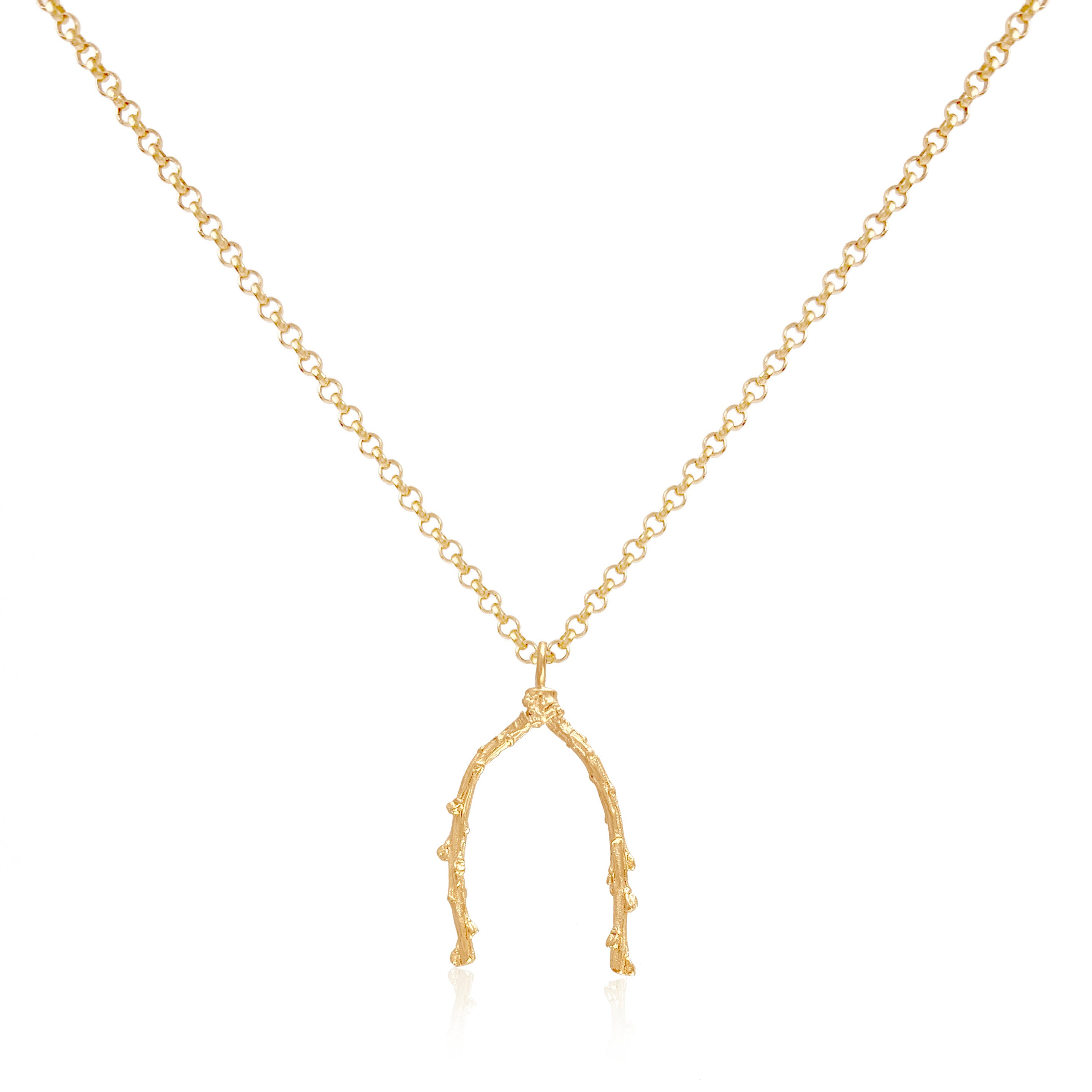 Barberry Wishbone Pendant Long Necklace