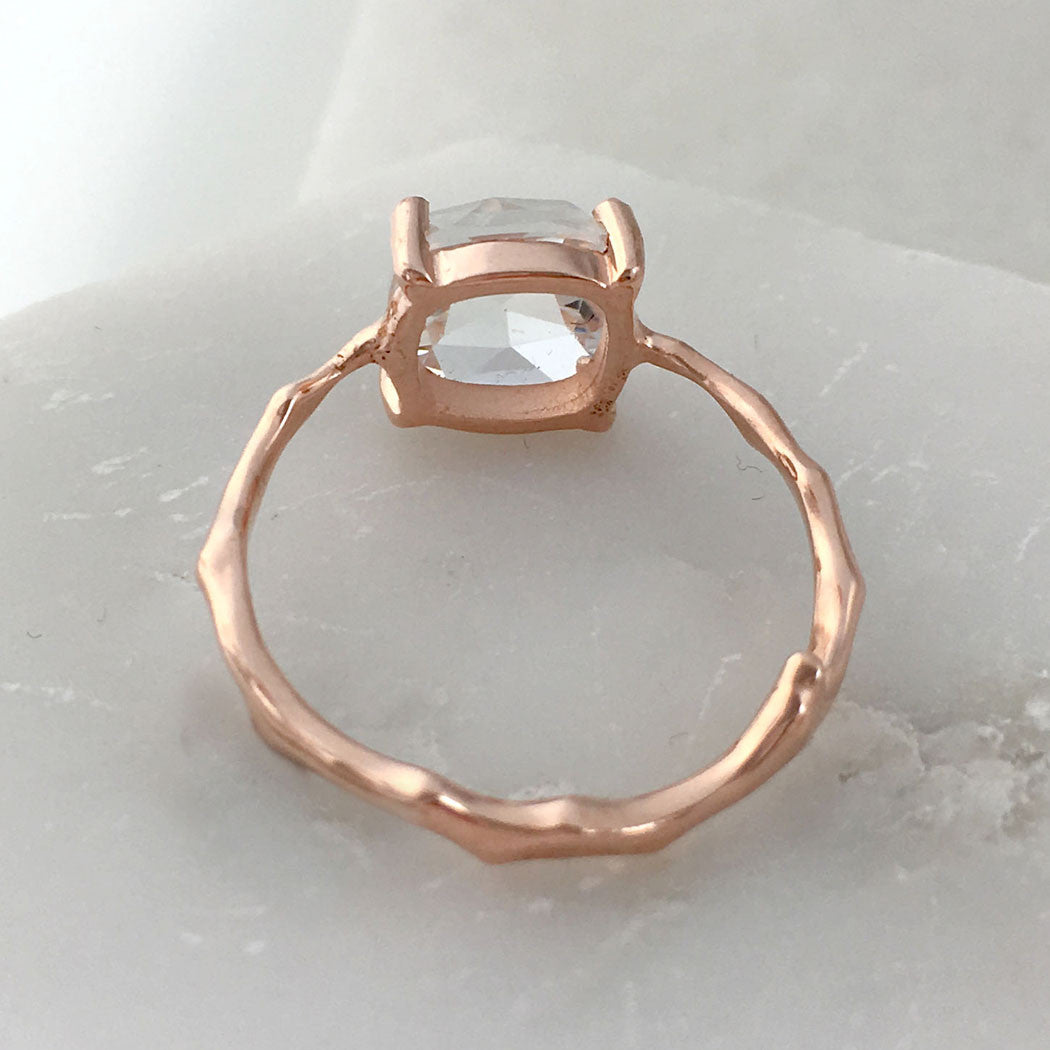 Twig Statement Ring with Square Cushion Cut Citrine or Amethyst