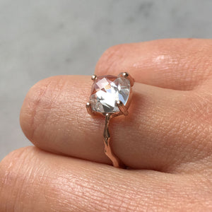 Twig Engagement Ring with Cushion Cut White Topaz