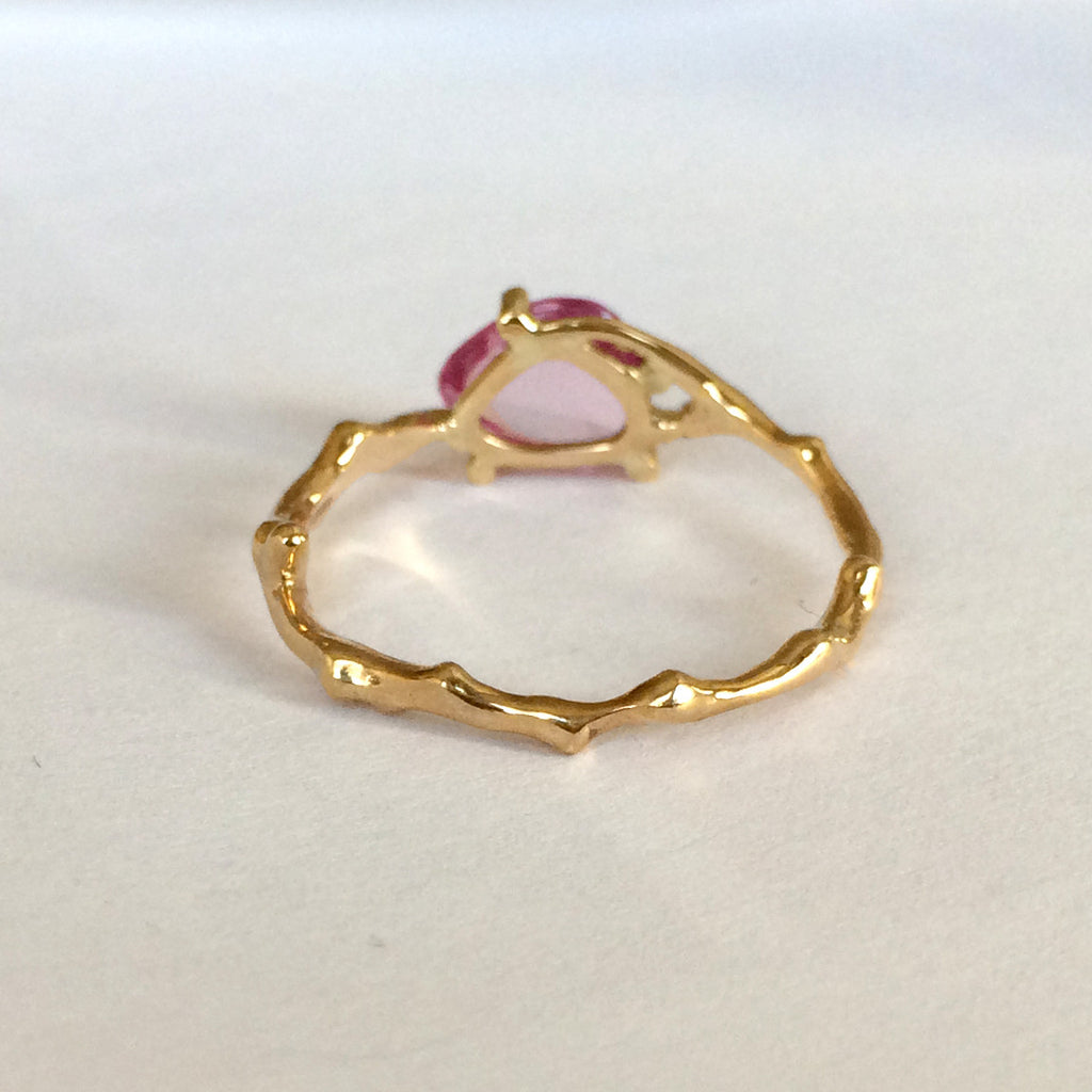 Twig Ring in solid gold with rose cut pink Ceylon sapphire