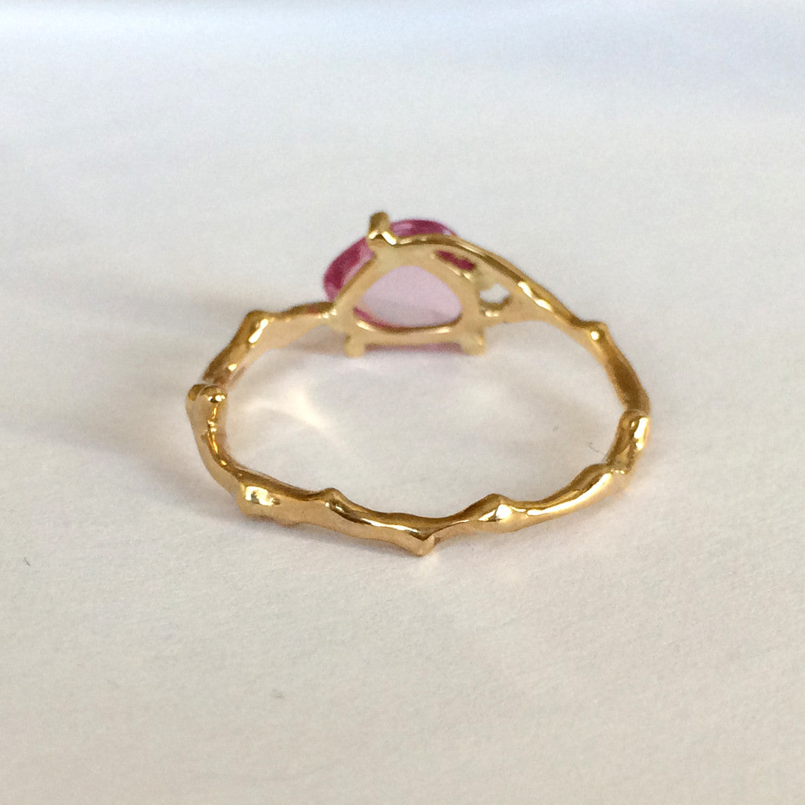 Twig Ring in solid gold with rose cut pink Ceylon sapphire