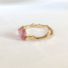Load image into Gallery viewer, Twig Ring in solid gold with rose cut pink Ceylon sapphire
