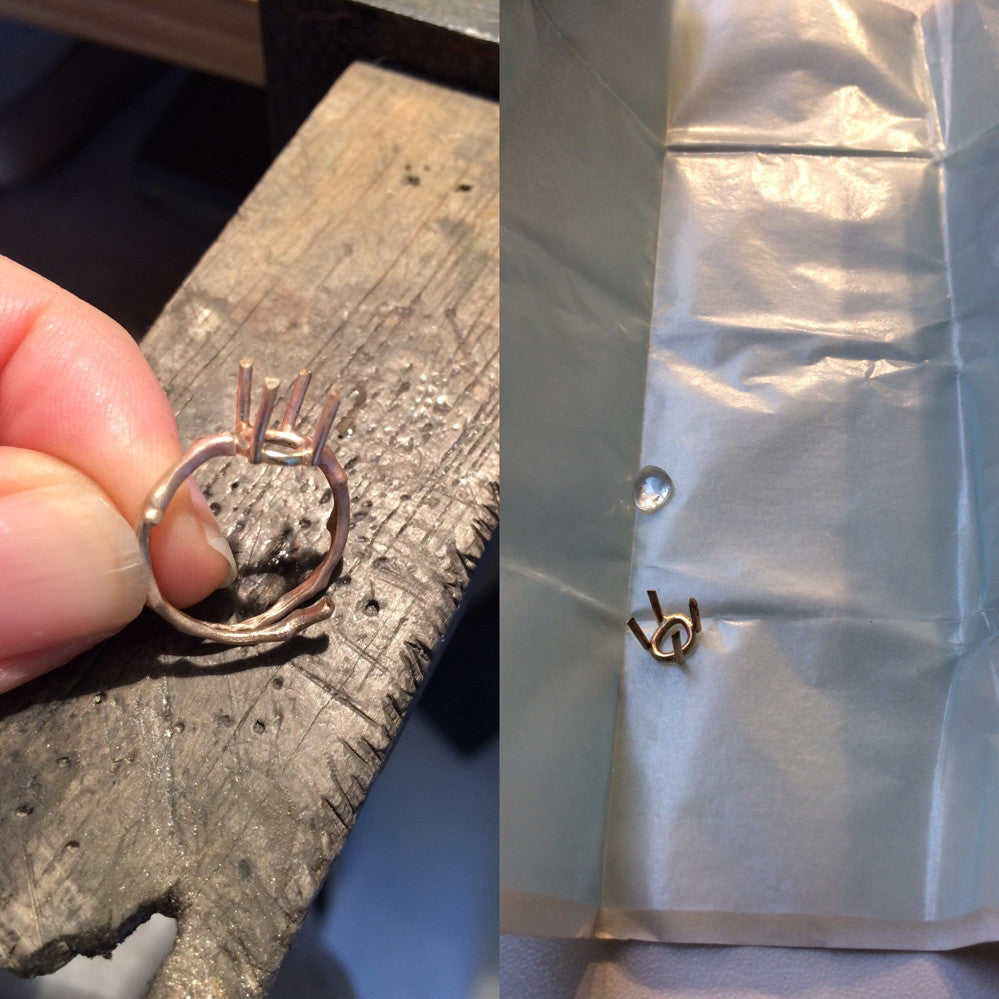 Twig Engagement Ring in 9 carat gold with pear cut Australian blue sapphire