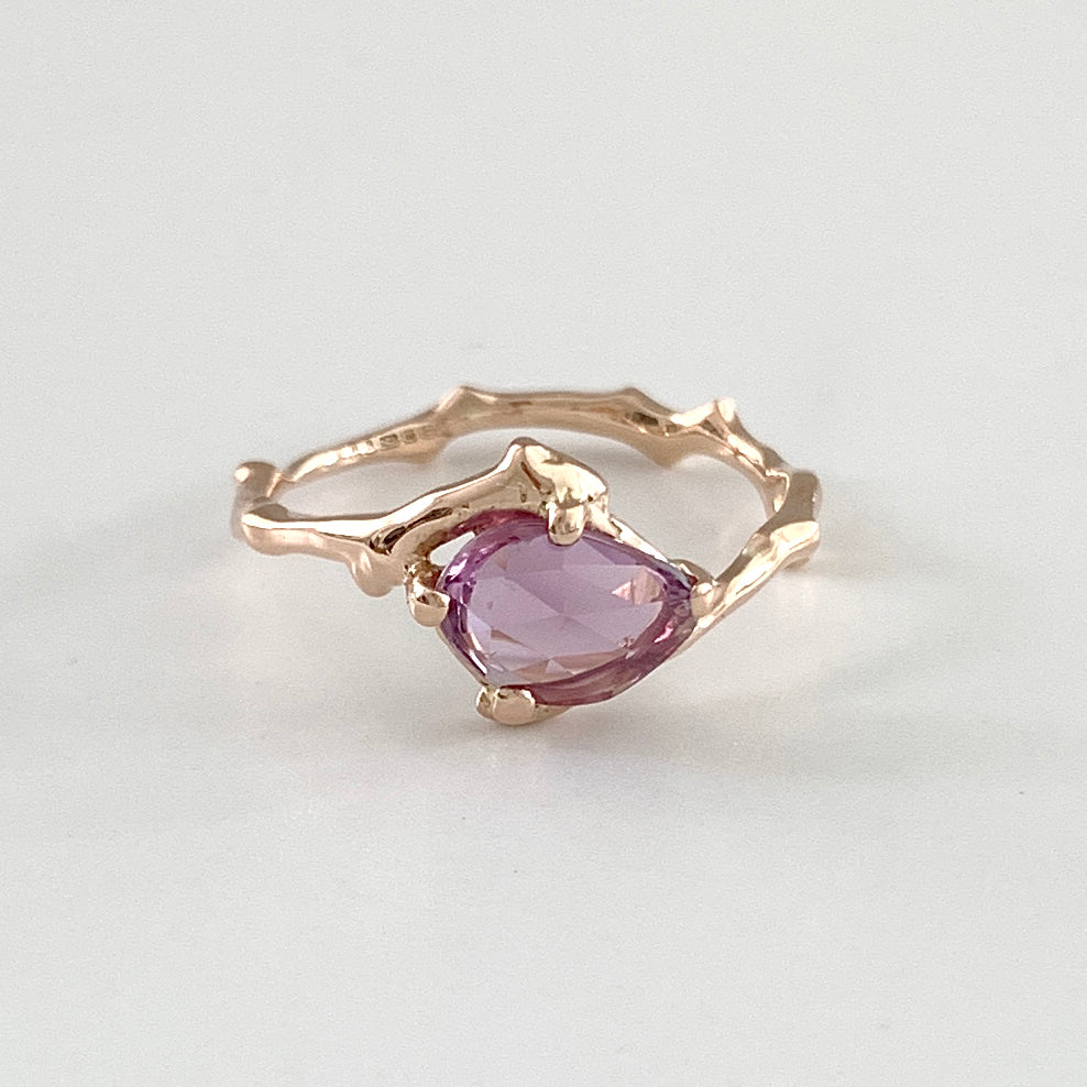 Twig Ring with Rose Cut Ceylon Sapphire