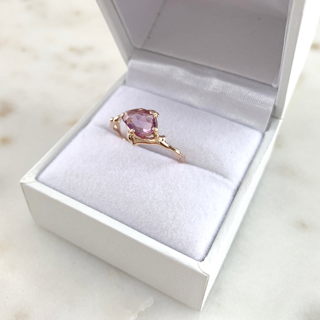 Twig Ring with Rose Cut Ceylon Sapphire