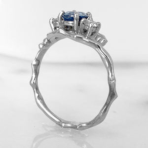 Cherry Twig Engagement Ring in Platinum with Montana Sapphire and Canadamark Diamonds