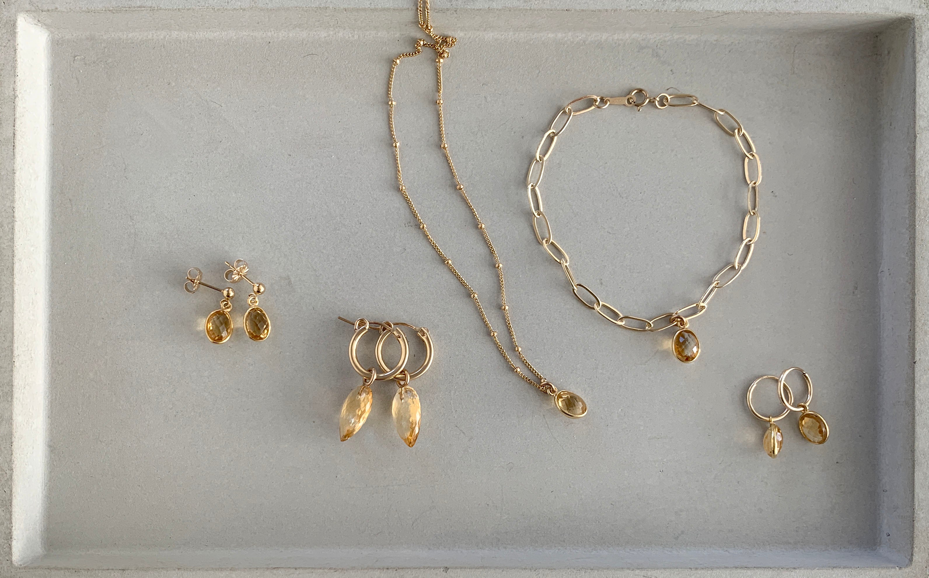 Citrine Drop Earrings with Ball Bead and Post