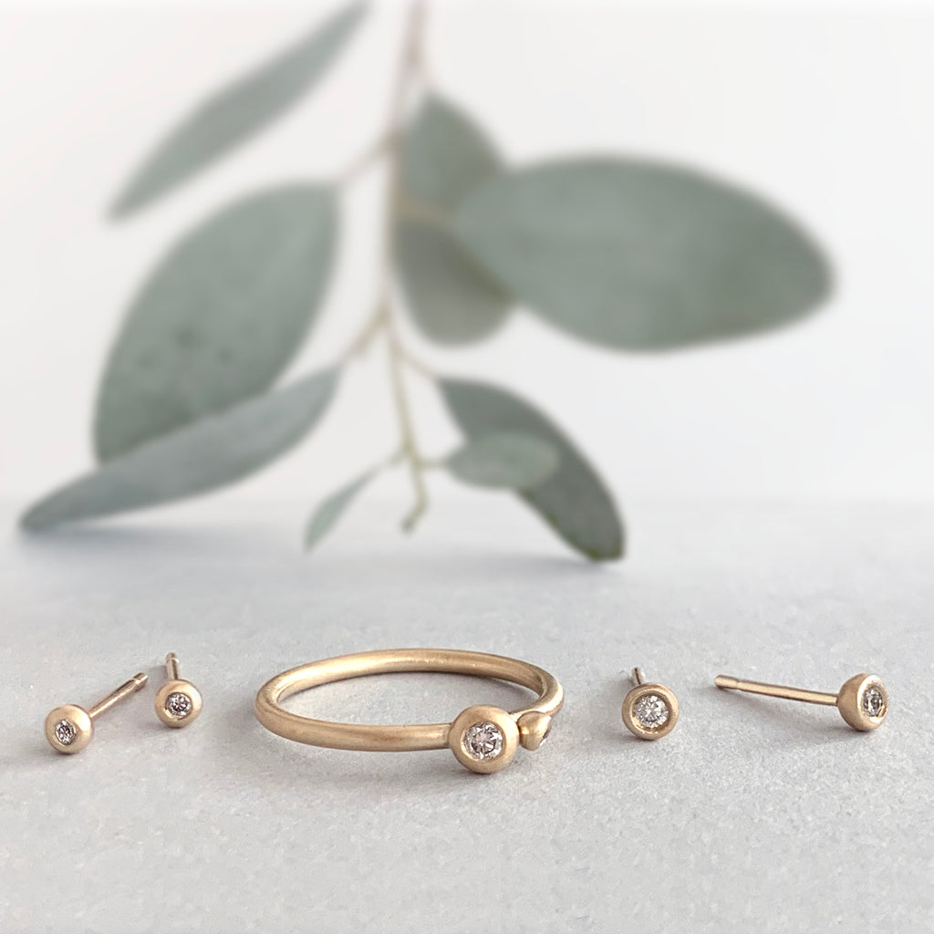 Molten Gold Diamond Mini Stud Earrings