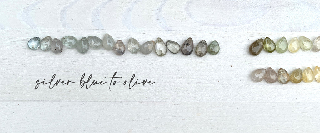 Sapphire Smooth Briolette Drop Necklace with Silver Chain