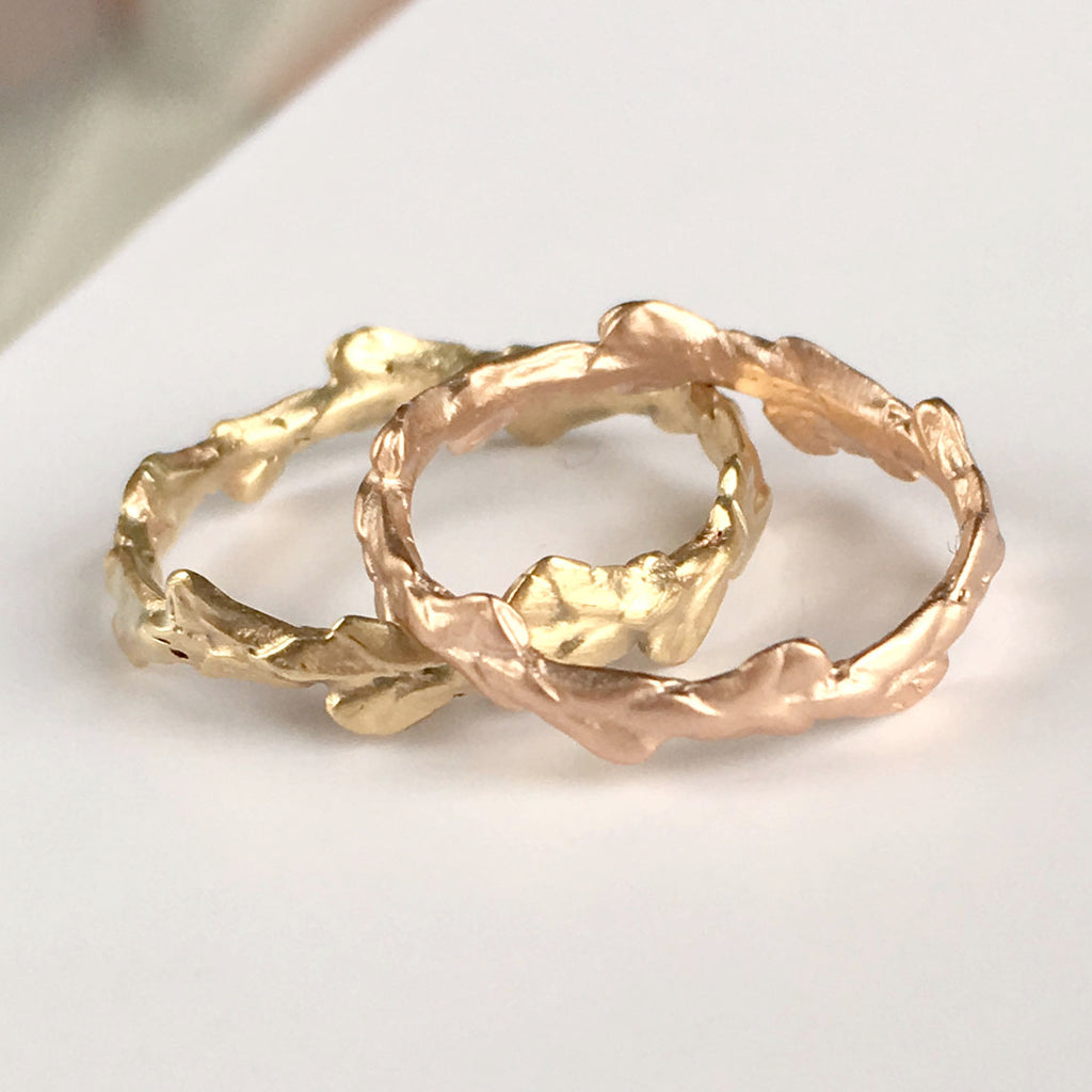 Cypress Leaf Band Ring in Sterling Silver