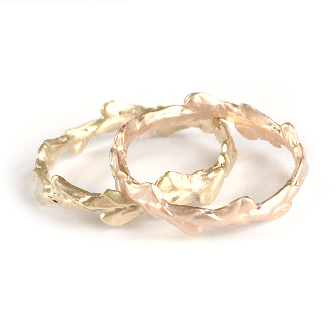 Conifer Leaf Engagement Ring in 9 carat Gold with Marquise Cut Sapphire