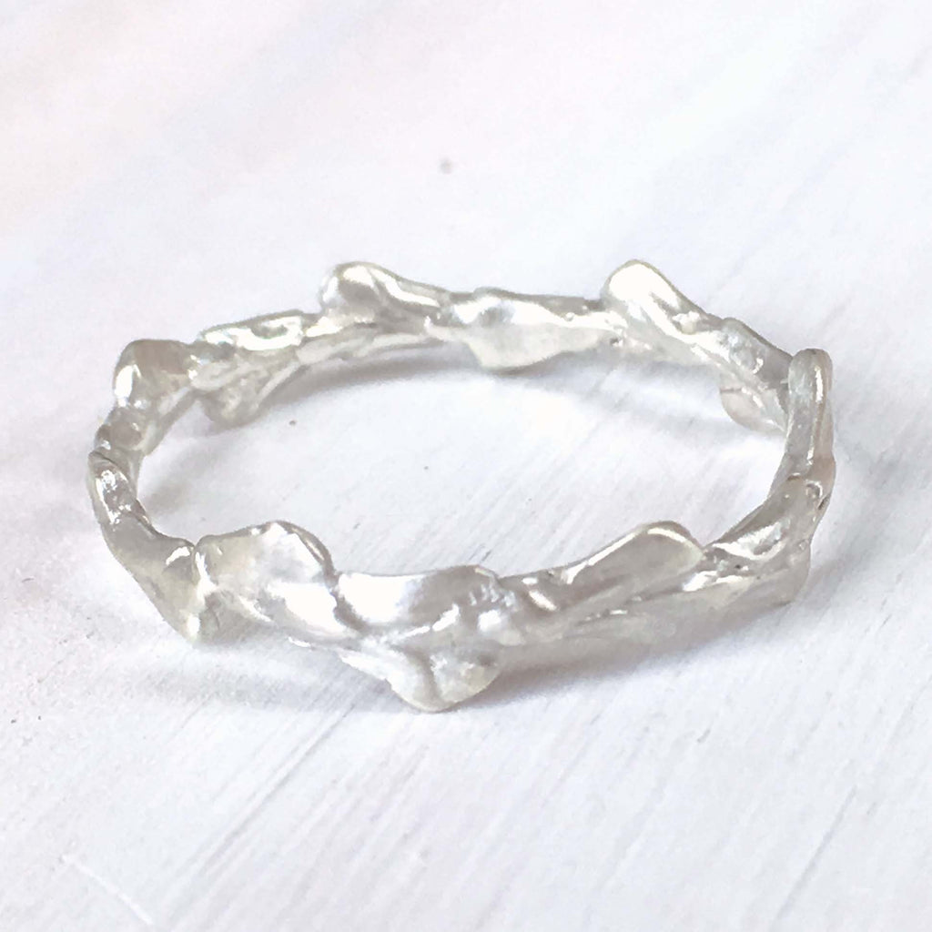Cypress Leaf Band Ring in Sterling Silver