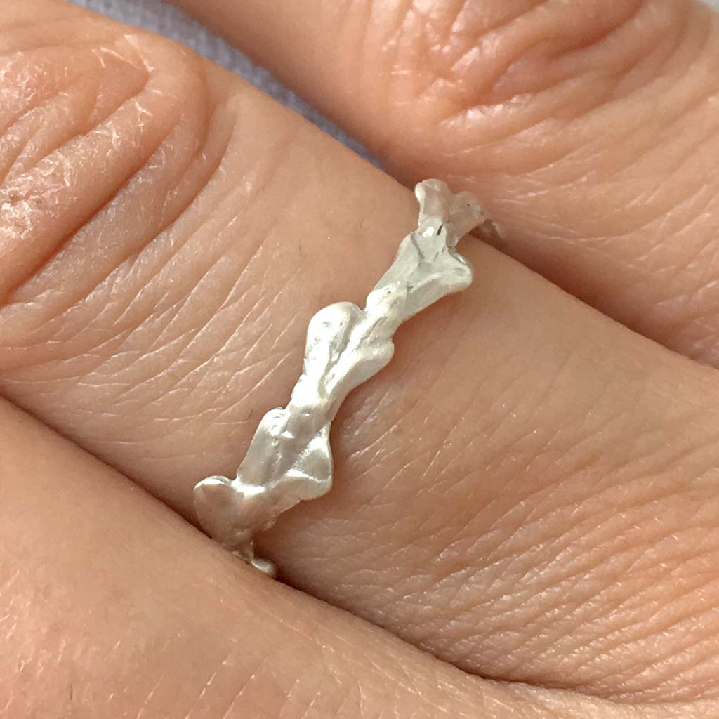 Cypress Leaf Band Ring in Sterling Silver