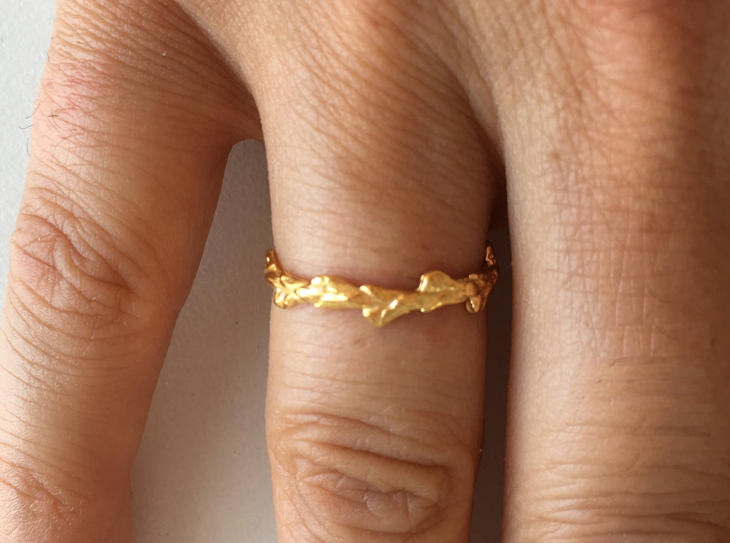 Cypress Leaf Band Ring in Sterling Silver