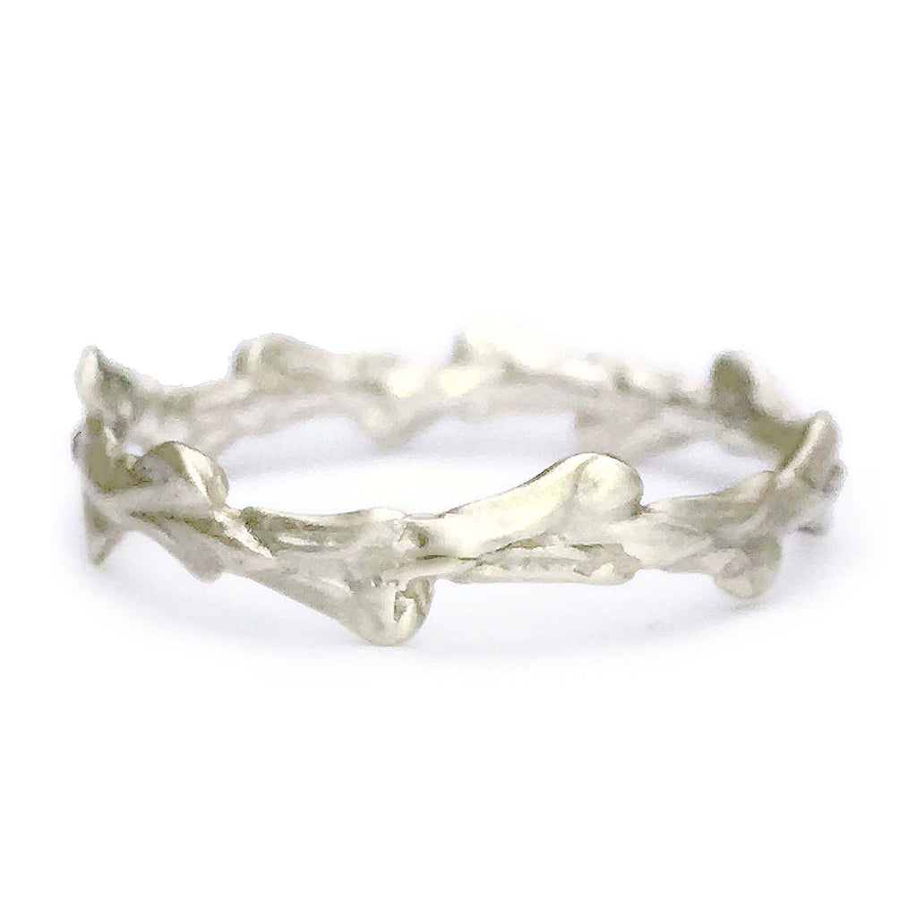 Cypress Leaf Band Ring in Sterling Silver