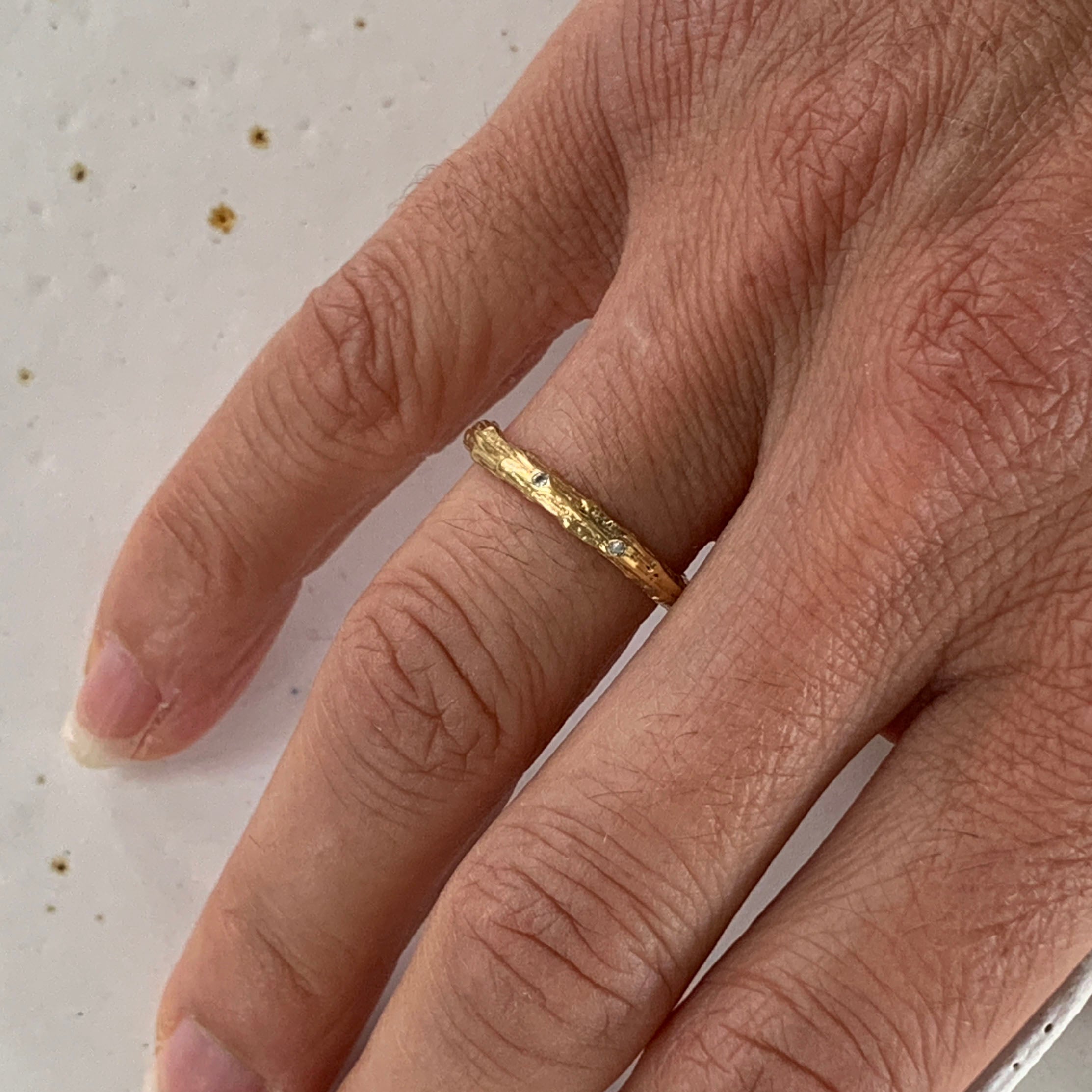 Cypress Twig Eternity Ring in 9 carat gold with emeralds, rubies or sapphires