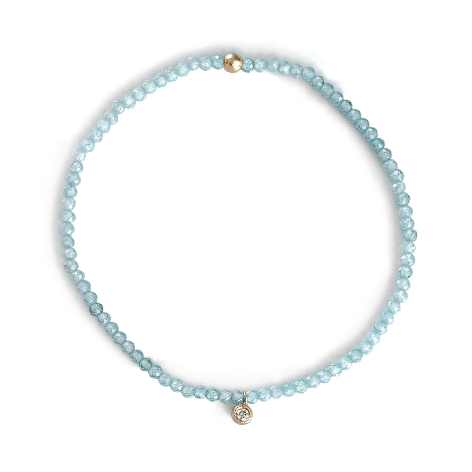 Gemstone Beaded Bracelet with Gold and Diamond Charm