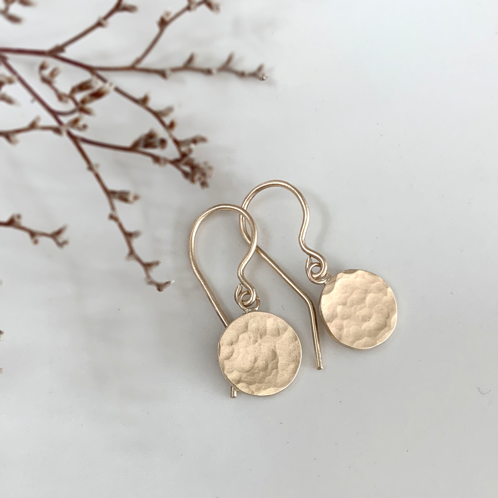 Disc Drop Earrings in 9 carat Solid Gold