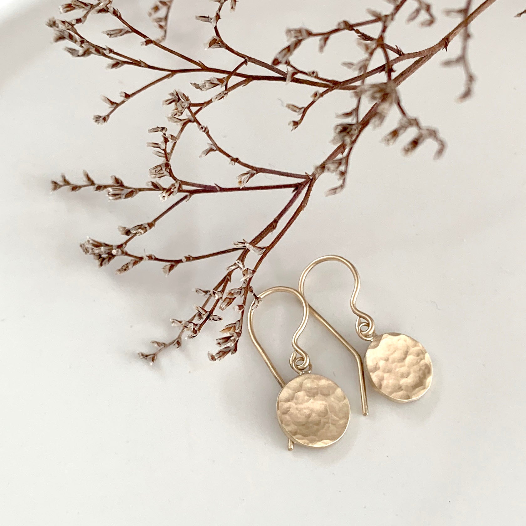 Disc Drop Earrings in 9 carat Solid Gold