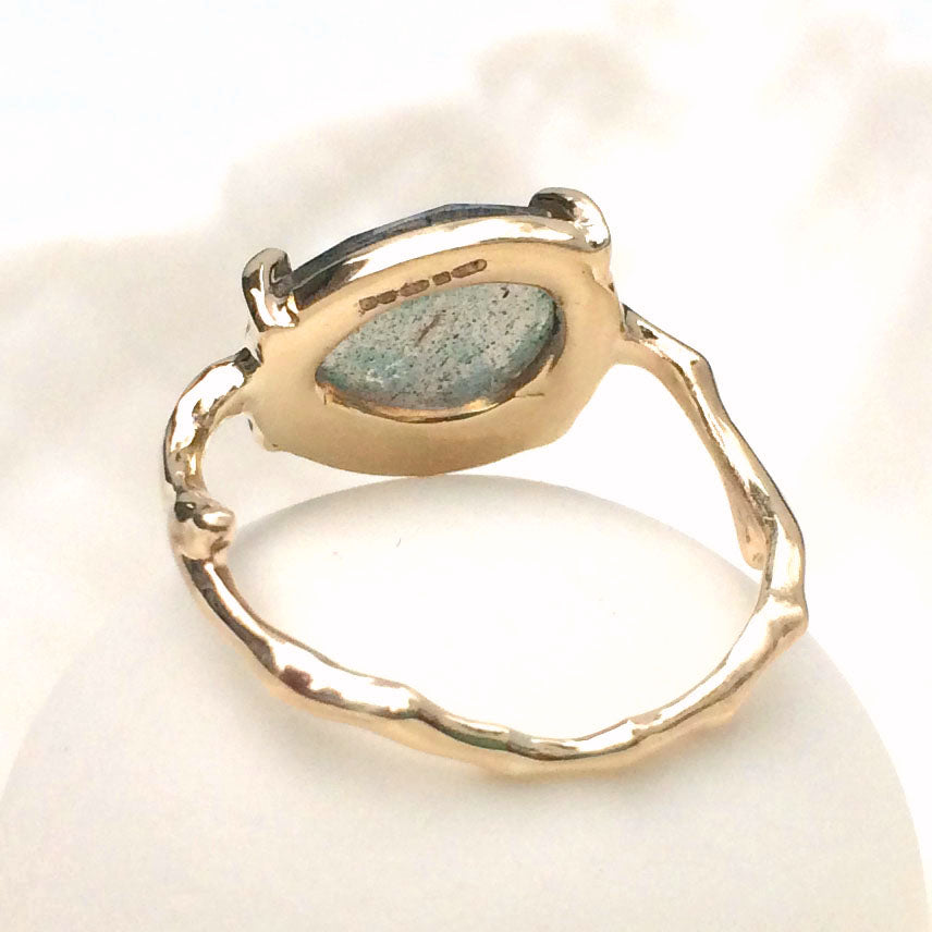 Twig Ring with Unique Rose cut Labradorite