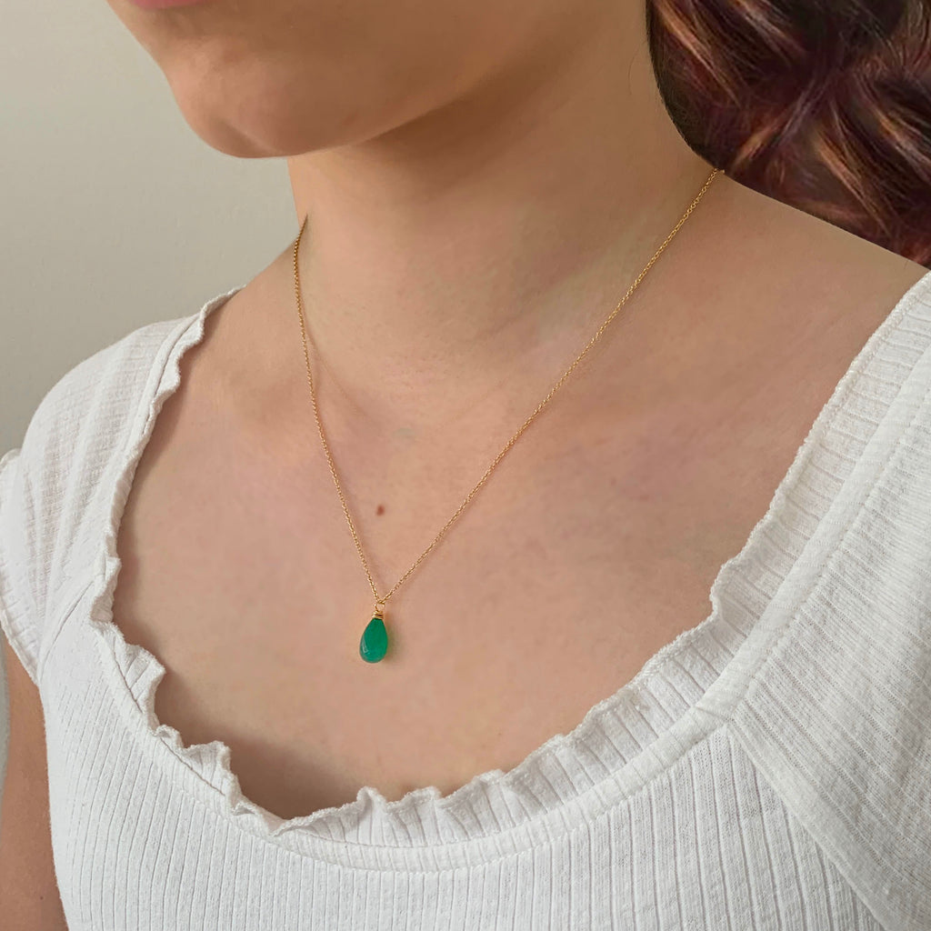 Green onyx drop earrings