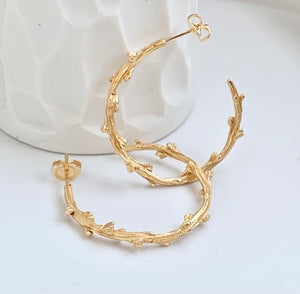 Barberry Hoop Textured Earrings in 9 carat gold