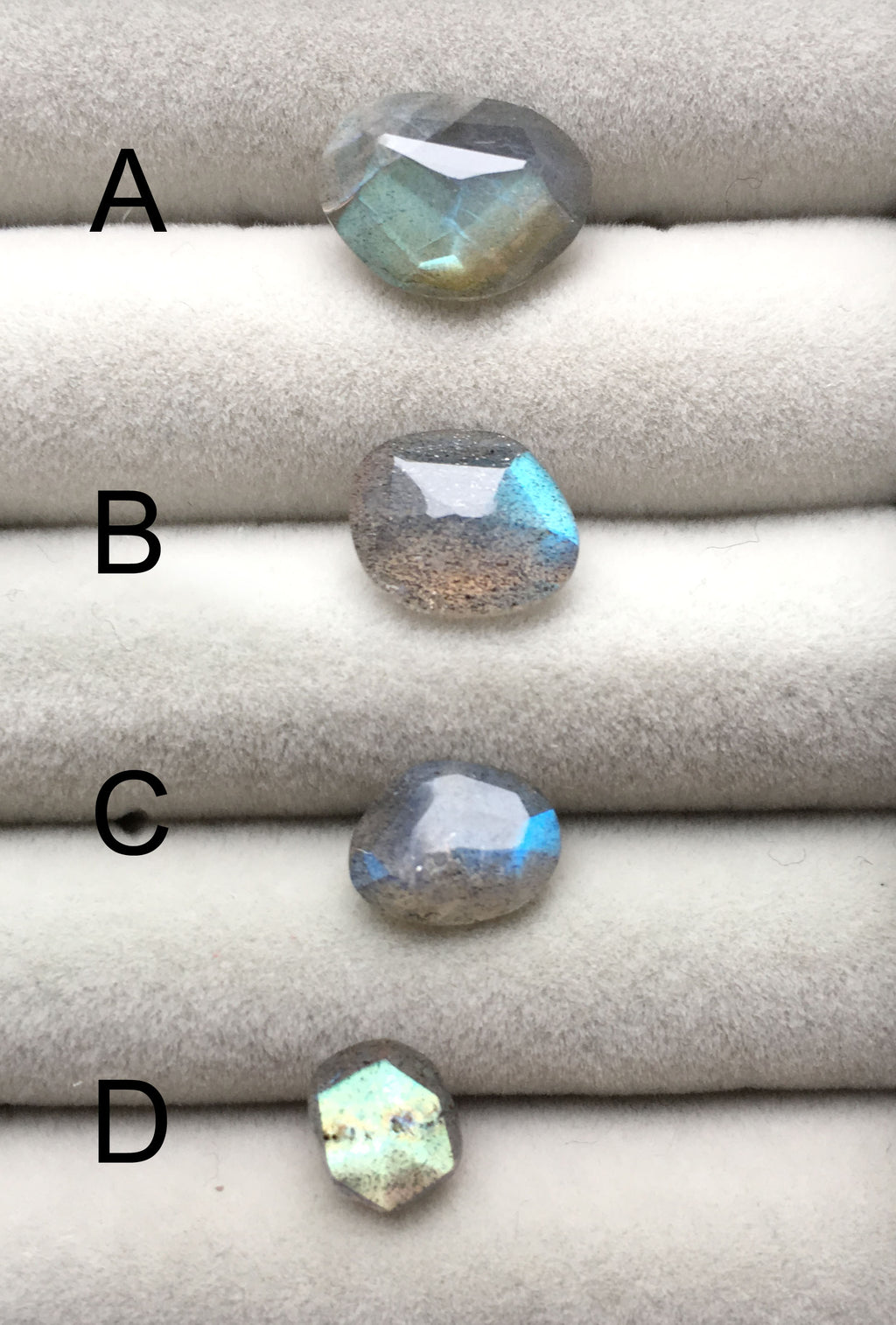 Twig Ring with Unique Rose cut Labradorite