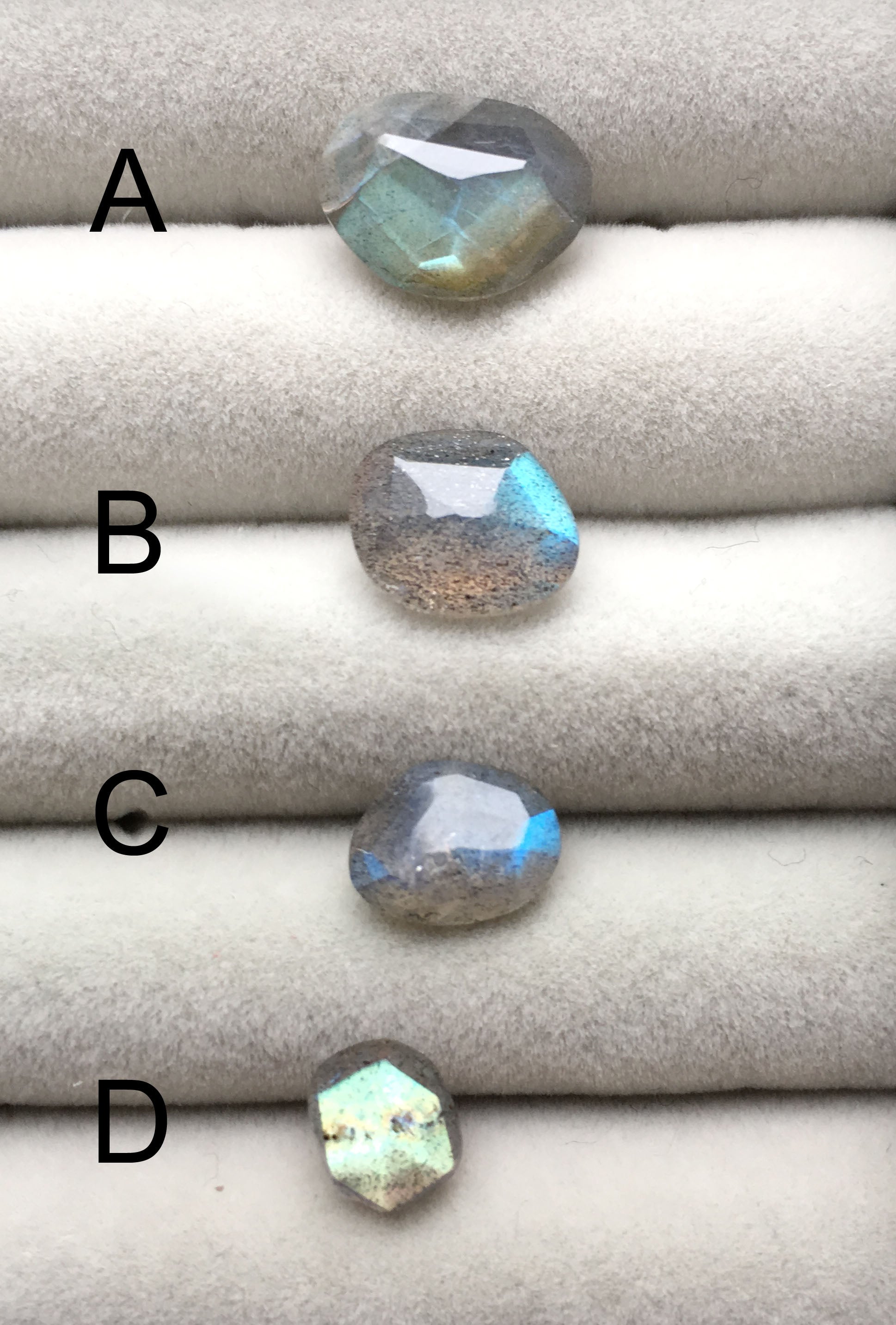 Twig Ring with Unique Rose cut Labradorite