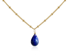 Load image into Gallery viewer, Pendant Necklace with Lapis Lazuli Briolette on Satellite Chain
