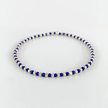 Load image into Gallery viewer, Dainty Stretch Bracelet with lapis lazuli and metallic glass beads
