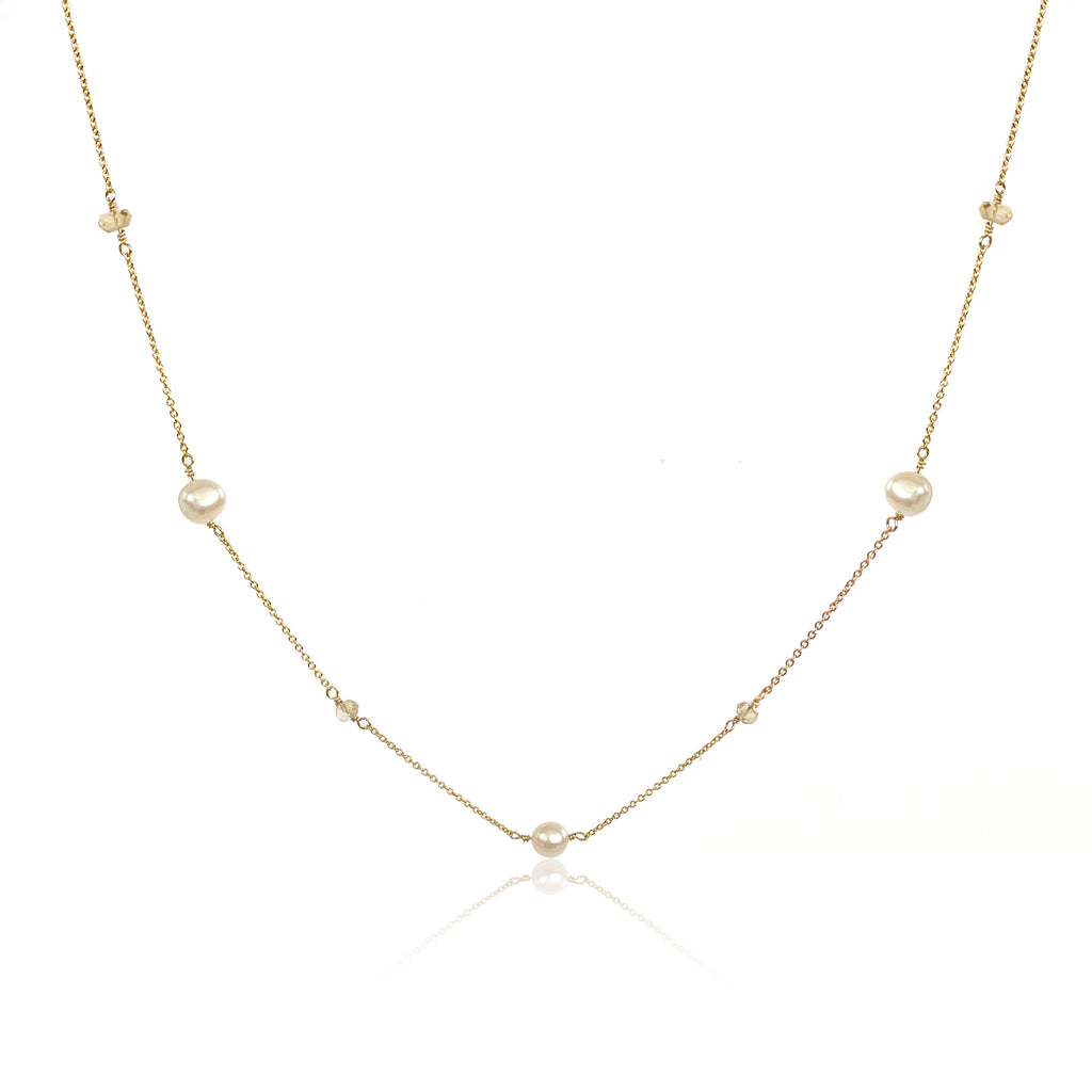 Freshwater Pearl and Citrine Sautoir Necklace